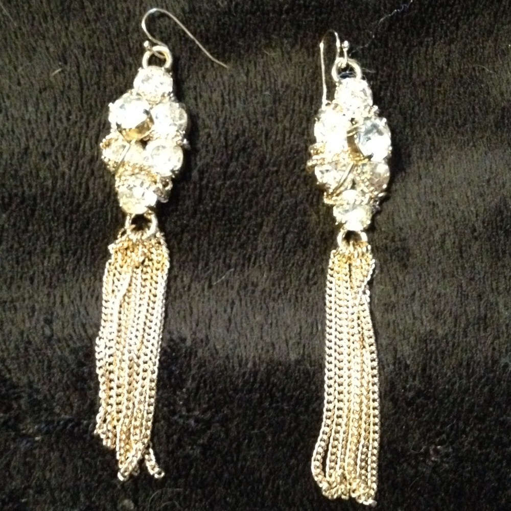 Crystal tassel statement earrings
